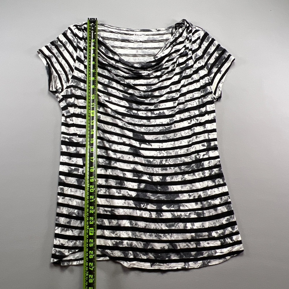 Apt 9 Essentials Blouse Top Womens XL White Black Horizontal Stripes Cowl Neck - Picture 5 of 10